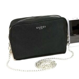 Gucci Black Shoulder Bag with Silver Chain